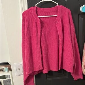 Daily Drills Fuchsia Cardigan Sweater